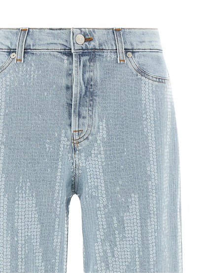 7 For All Mankind Blue Cotton Flared Jeans