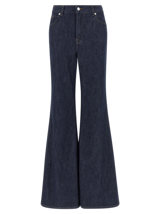 7 For All Mankind Blue Cotton Flared Jeans