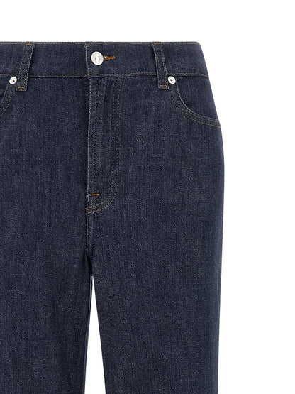 7 For All Mankind Blue Cotton Flared Jeans