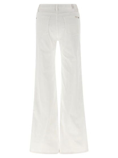 7 For All Mankind White Cotton Flared Jeans