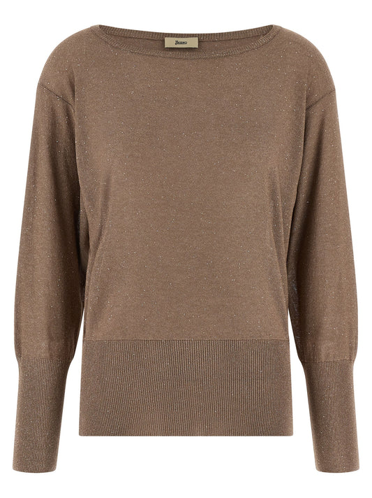 Cardigan by Herno for women in polyamide viscose & sequins brown features an impeccable silhouette, showcasing a sophisticated round neckline and detail for a truly impeccable finish.