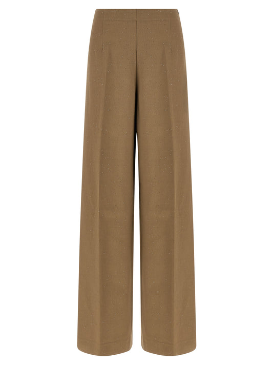 Casual Pants by Herno for women in polyamide linen viscose & sequins brown features an sophisticated and straight-leg & wide with a precise long, creating a sophisticated and sophisticated silhouette.