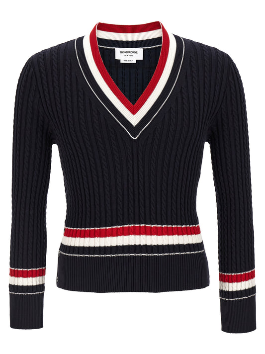 Thom Browne Blue Cotton Cardigan