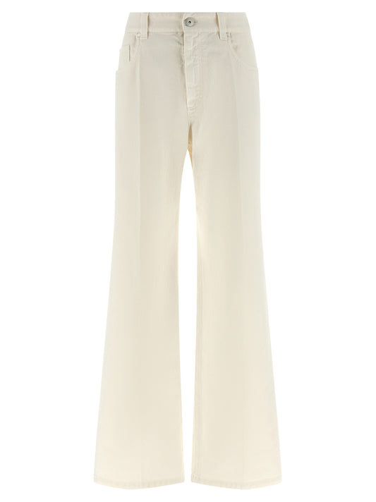 Brunello Cucinelli White Cotton Relaxed Fit Jeans