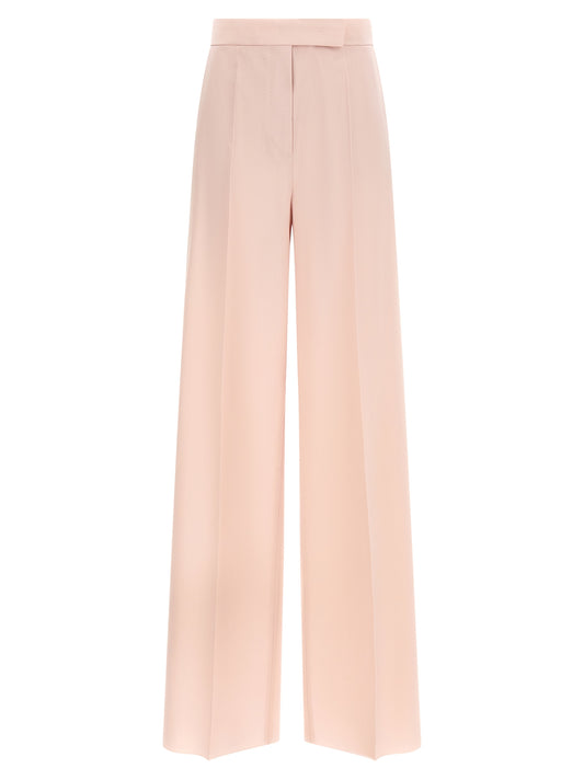 Trousers by Max Mara for women in silk mohair virgin wool multicolor & pink features a tailored silhouette with a tailored wide, defined by its long and a sophisticated high rise.