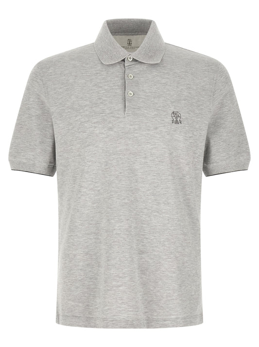 Brunello Cucinelli Gray Cotton Polo Shirt