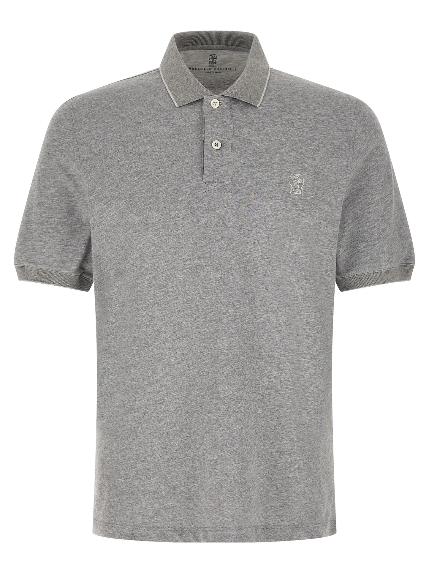 Polo Shirt by Brunello Cucinelli for men in cotton gray & signature showcases a enviable silhouette, featuring a refined and short-sleeve for a enviable finish.