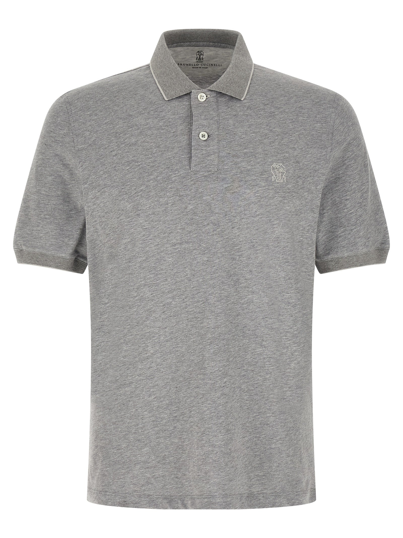 Polo Shirt by Brunello Cucinelli for men in cotton gray & signature showcases a enviable silhouette, featuring a refined and short-sleeve for a enviable finish.