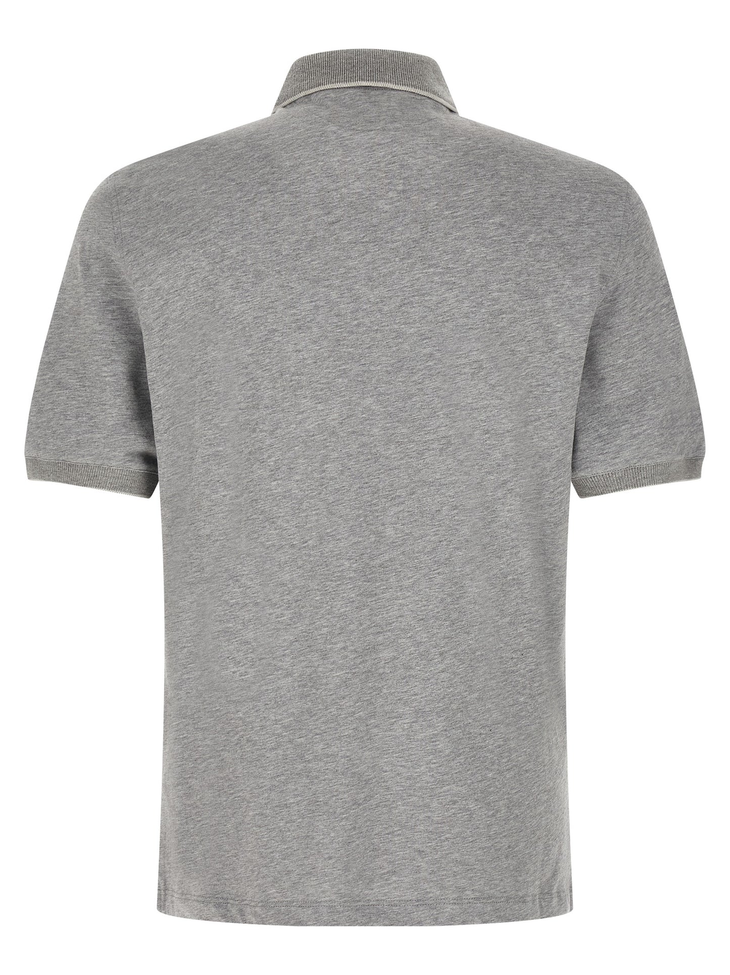 Polo Shirt by Brunello Cucinelli for men in cotton gray & signature showcases a sharp silhouette, detailed with a refined and sharp for a sophisticated finish.