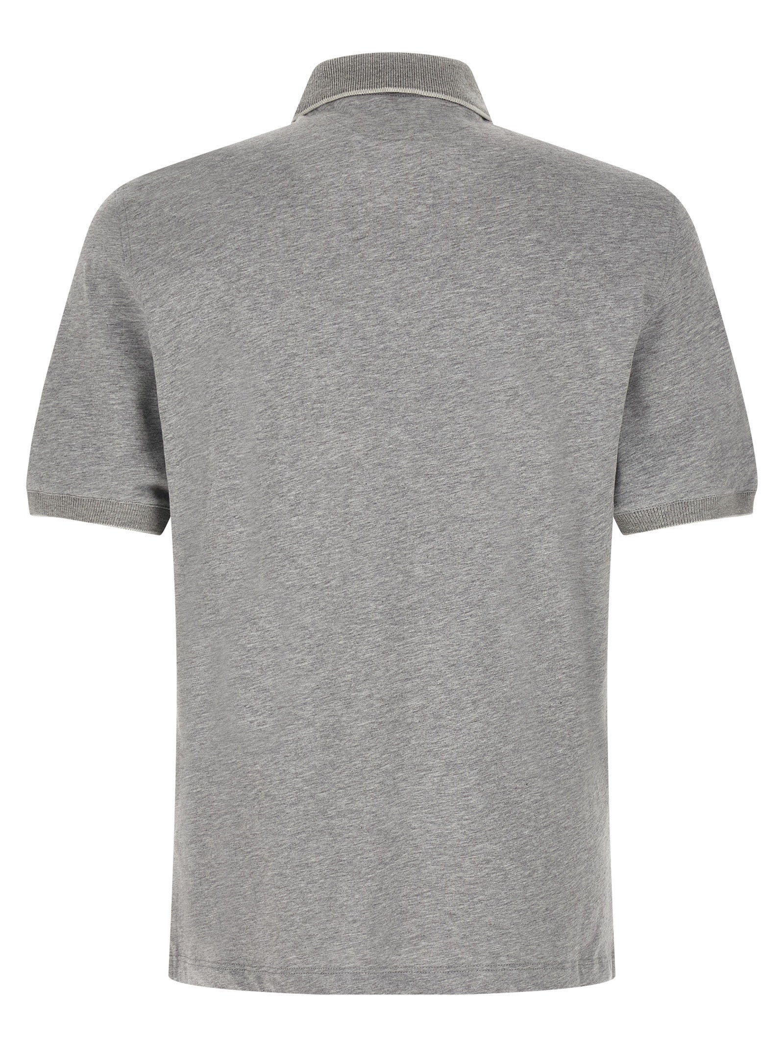 Polo Shirt by Brunello Cucinelli for men in cotton gray & signature showcases a sharp silhouette, detailed with a refined and sharp for a sophisticated finish.