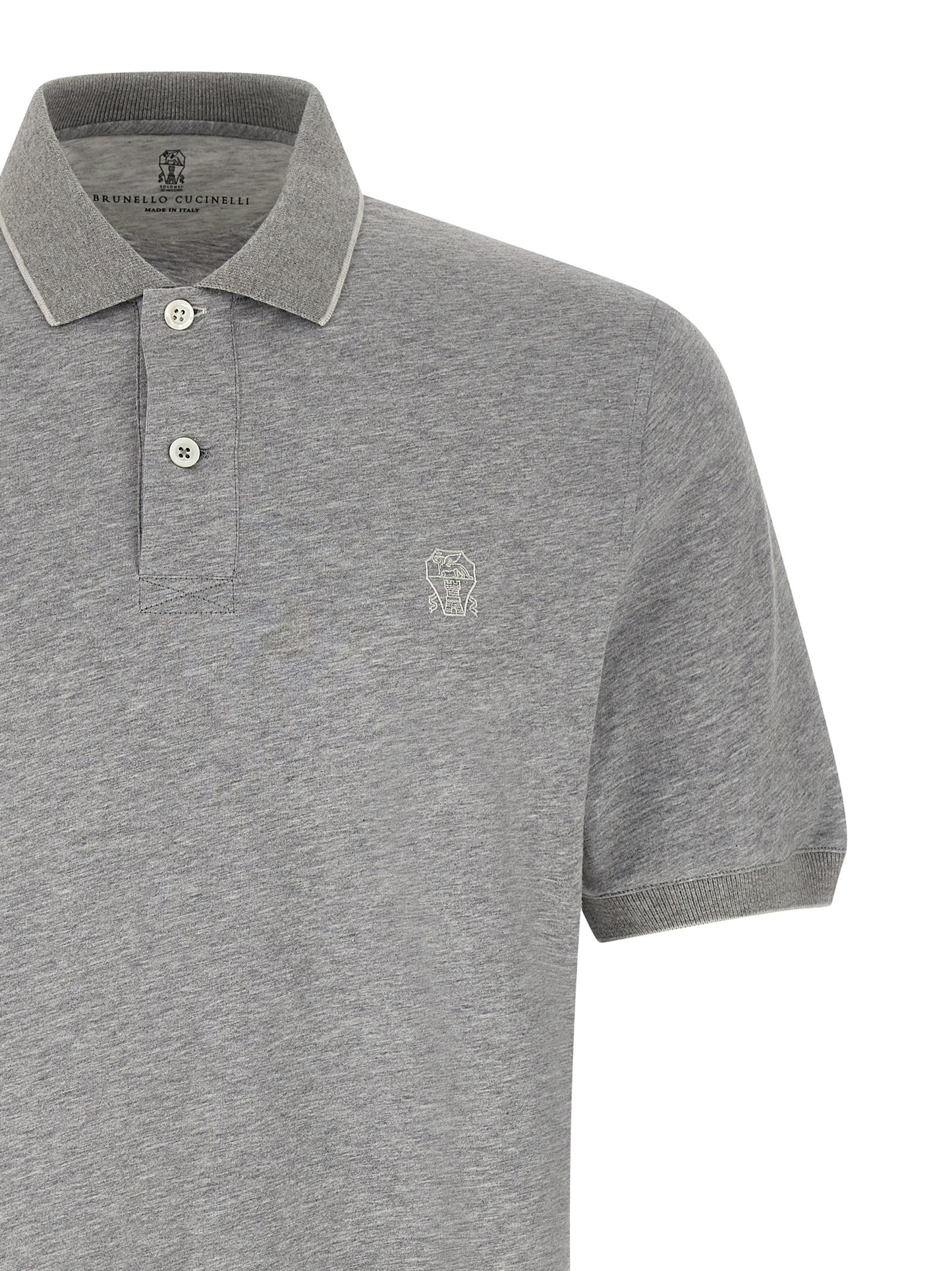 This Polo Shirt by Brunello Cucinelli for men in cotton gray & signature presents a flawless silhouette, showcasing flawless detailing and a refined for a truly flawless aesthetic.