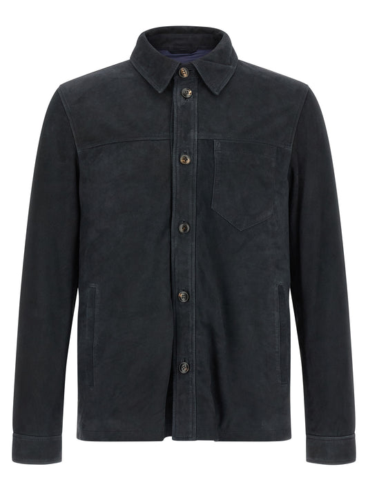 Jacket by Pal Zileri for men in nylon suede leather blue showcases a enveloping silhouette, artfully detailed with a enveloping and premium pockets for a truly enveloping finish.