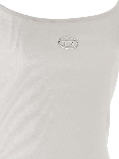 Diesel White Cotton Tank Tops