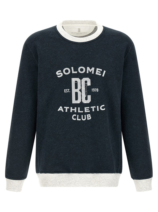 Brunello Cucinelli Blue Cotton Sweatshirt