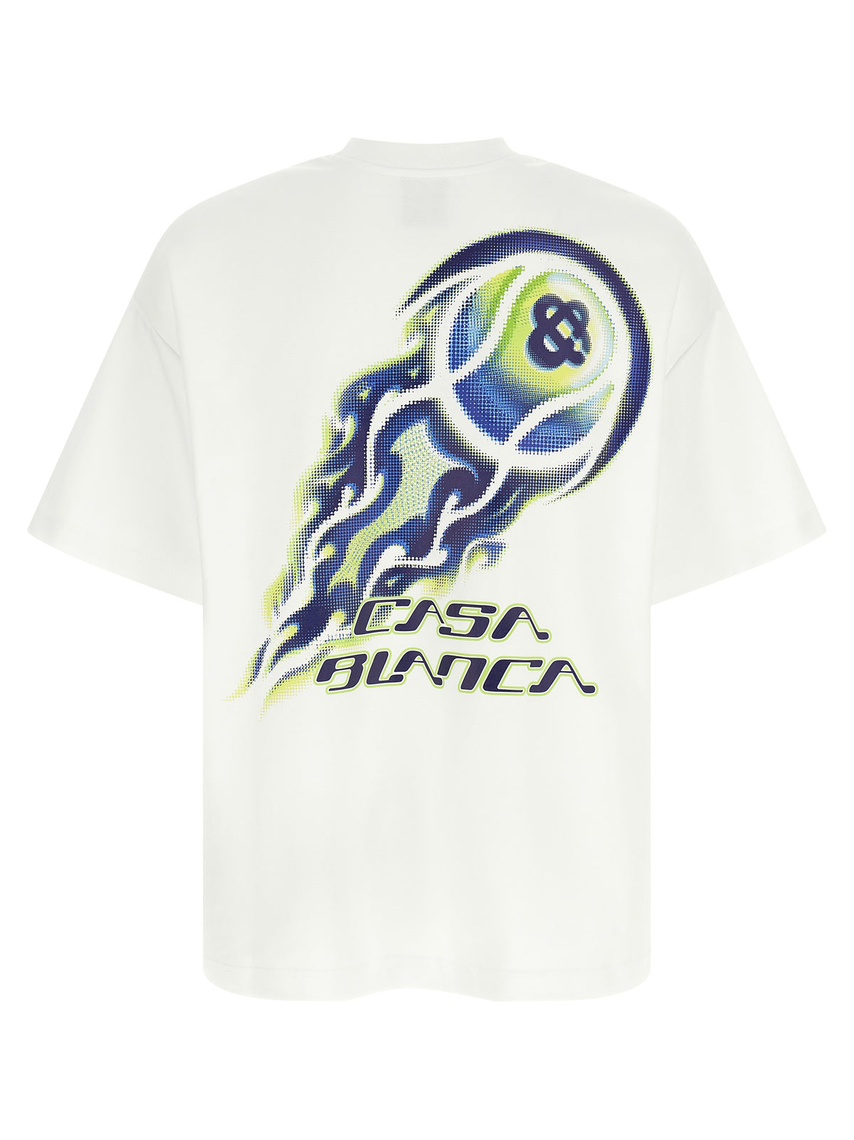 T-Shirt by Casablanca for men in stretch organic cotton white & print showcases a unassuming silhouette, artfully detailed with a refined crew neckline and unassuming for a sophisticated, contemporary look.