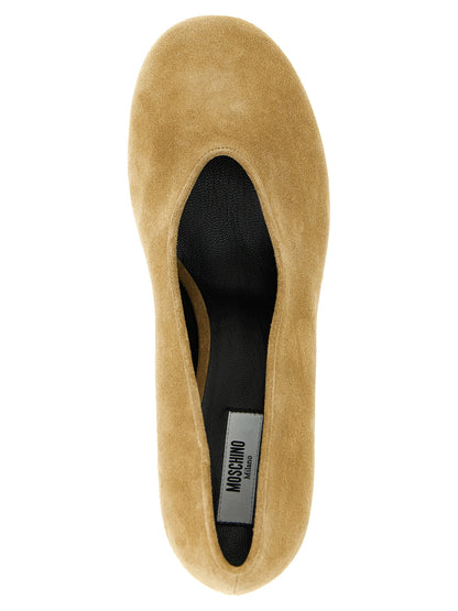Moschino Beige Calfskin Mid Heel Pumps