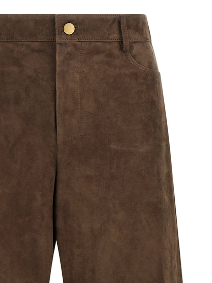 'S Max Mara Brown Lamb Leather Casual Pants