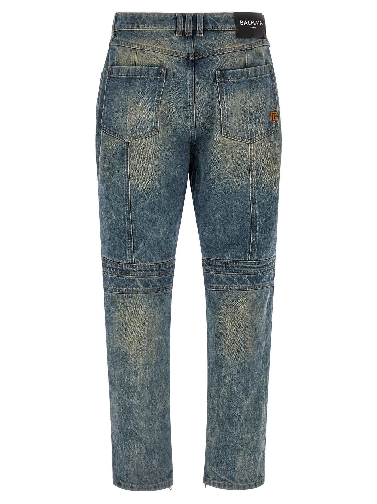 Jeans by Balmain for men in cotton denim blue features an refined tailoring silhouette, showcasing a premium straight-leg with a low rise and long cut for a refined tailoring look.