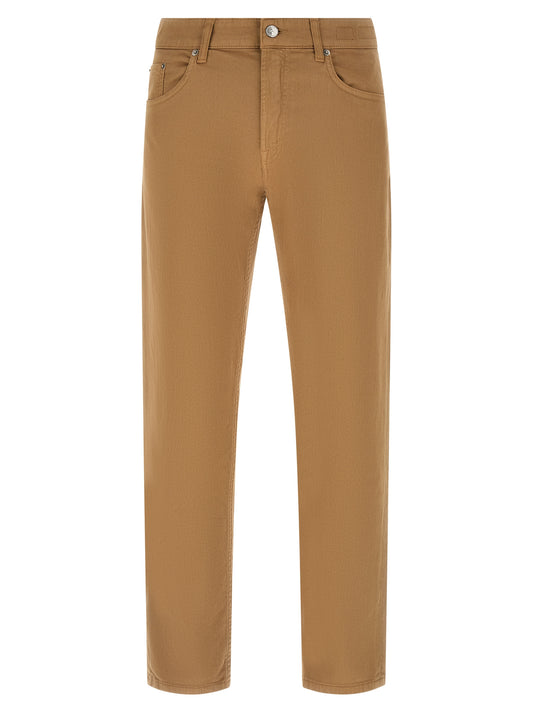 Jeans by Department 5 for men in stretch denim cotton beige features a polished silhouette with a polished straight-leg, regular-fit & cropped, reaching a polished cropped and finished with a polished .