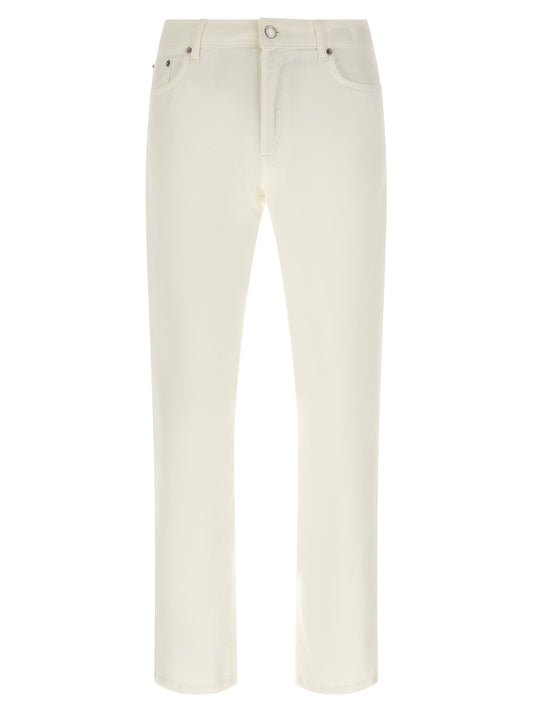 Jeans by Department 5 for men in stretch denim cotton white & signature features an sartorial straight-leg & regular-fit and long with a cut for a sartorial finish.