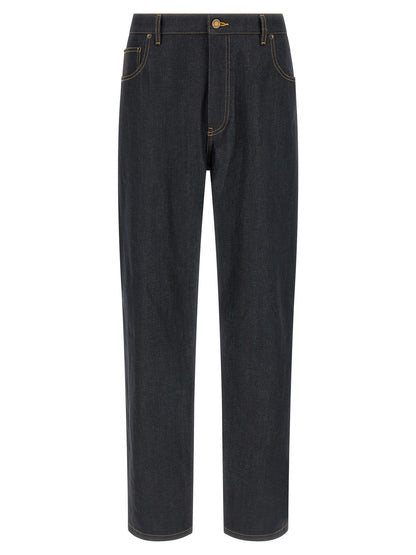 Thom Browne Blue Cotton High-Waisted Jean
