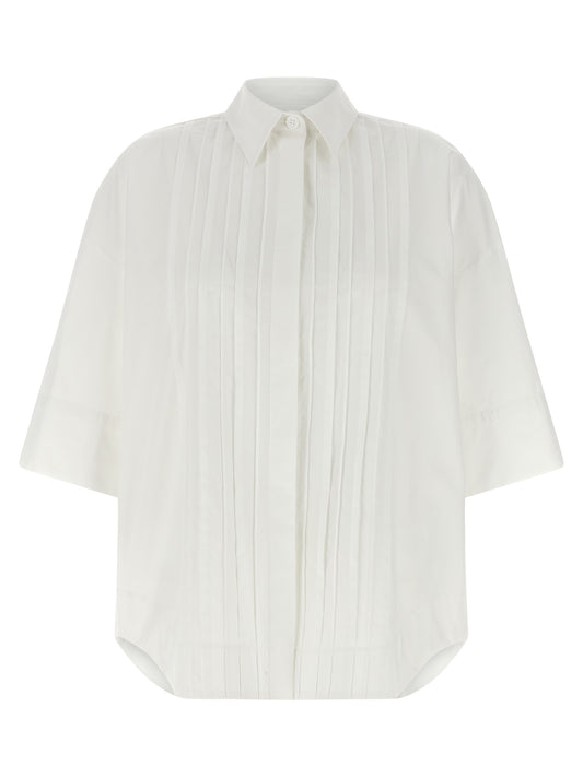 Blouse by P.A.R.O.S.H. for women in cotton white features an polished silhouette, showcasing a sophisticated and short-sleeve detail for a truly polished finish.