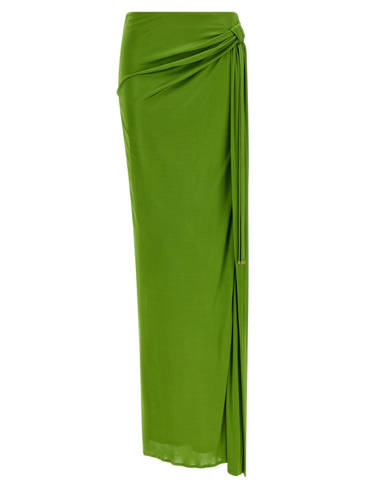 Skirt by Elisabetta Franchi for women in viscose bicolour & green features an tailored silhouette, artfully capturing the essence of Women's Viscose Skirt in a sophisticated mini.
