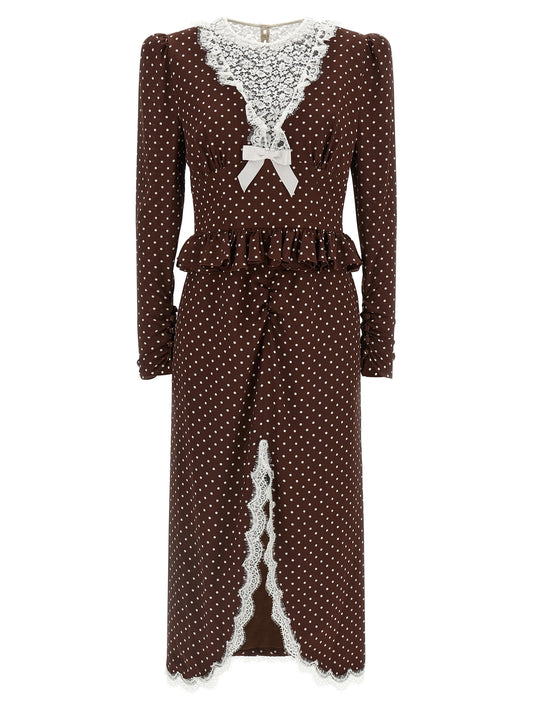 Alessandra Rich Brown Silk Midi Dress