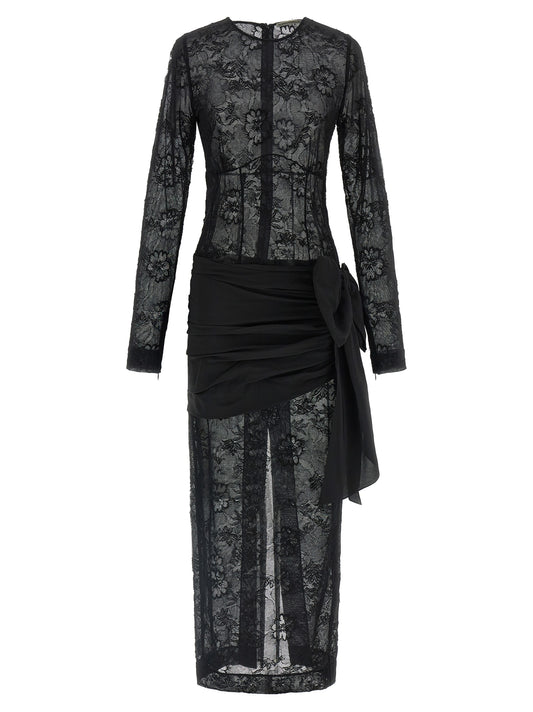 Alessandra Rich Black Viscose Long Dress