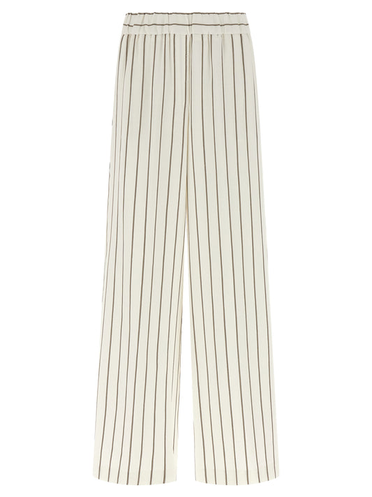 Casual Pants by Peserico for women in linen cotton twill white features a refined silhouette with a refined straight & wide, defined by a and a refined long for a refined finish.