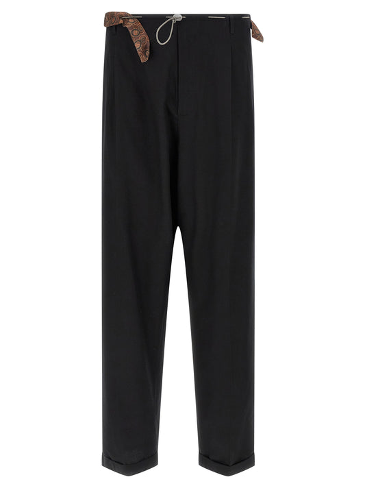 Casual Pants by Magliano for men in cotton black features an sartorial wide and long with a cut for a sartorial finish.