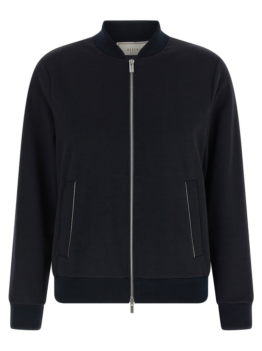 Bomber Jacket by Peserico for women in polyester cotton blue features a city-ready silhouette, detailed with pockets and a city-ready high-neck neckline.