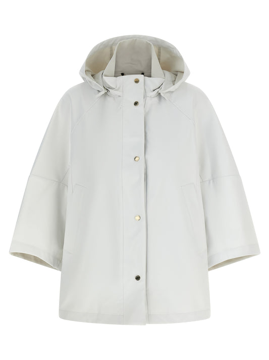 Hooded Windbreaker Jacket by MooRER for women in polyester & polyurethane beige showcases a urban chic silhouette, detailed with a urban chic hooded shirt-collar neckline and functional pockets, hooded & windproof for a polished finish.