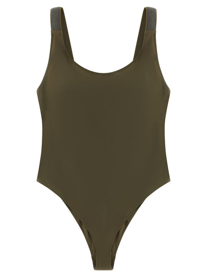 Brunello Cucinelli Bicolor Polyamide One-Piece Swimsuit