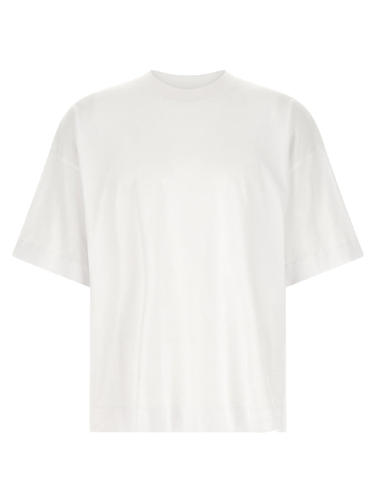 T-Shirt by Dries Van Noten for men in cotton white showcases a chic silhouette, artfully detailed with a chic crew neckline and short-sleeve for a chic finish.