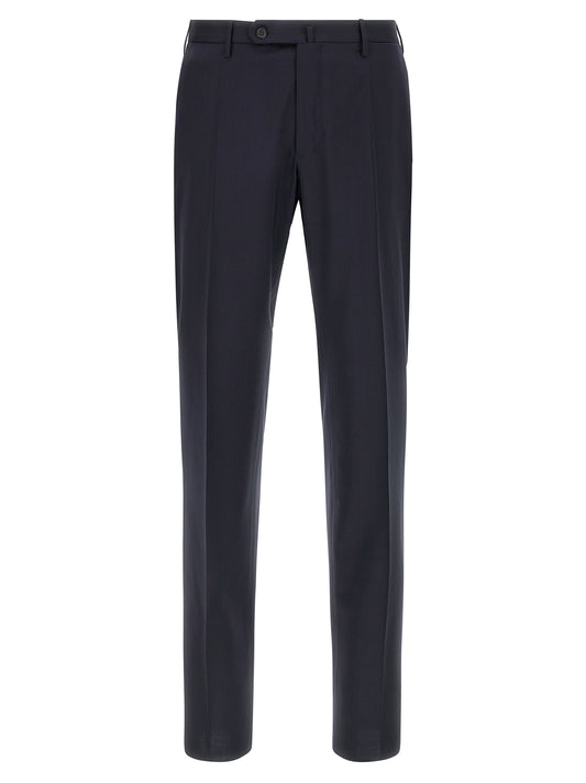 Trousers by Incotex for men in virgin wool blue features an on trend silhouette, showcasing a sophisticated with a long and for an on trend finish.