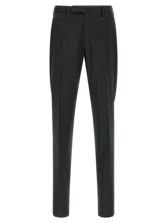Trousers by Incotex for men in virgin wool black features a tailored silhouette with a tailored , defined by its long and a sophisticated .