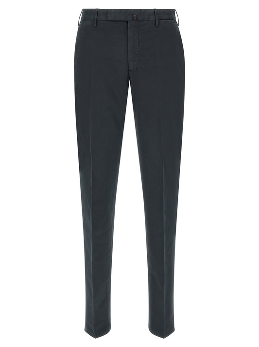 Trousers by Incotex for men in stretch cotton blue features an sartorial silhouette, showcasing a precise and long with a sartorial for a refined look.