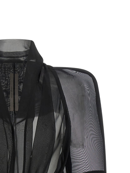 Rick Owens Black Silk Full-Length Jacket