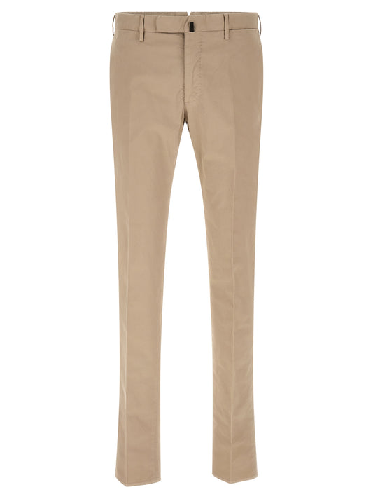 Trousers by Incotex for men in stretch cotton beige presents a smart silhouette, meticulously detailed with a smart , a smart long, and a smart .