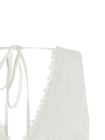 PINKO White Cotton Sleeveles T-Shirt