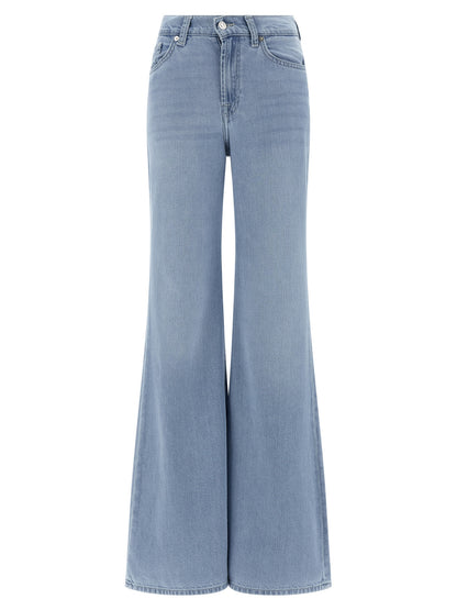 7 For All Mankind Blue Cotton Flared Jeans