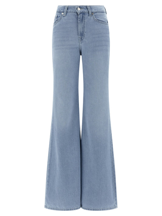 7 For All Mankind Blue Cotton Flared Jeans