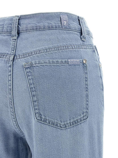 7 For All Mankind Blue Cotton Flared Jeans