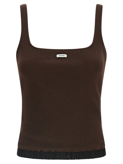 Entire Studios Brown Cotton Tank Tops