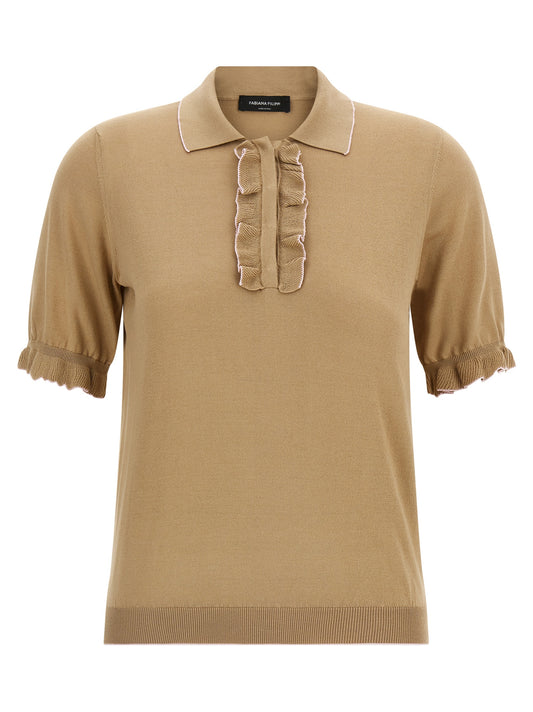 Fabiana Filippi Beige Silk Polo Shirt