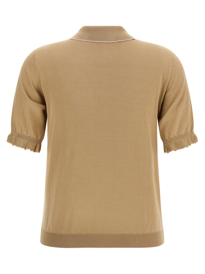 Fabiana Filippi Beige Silk Polo Shirt