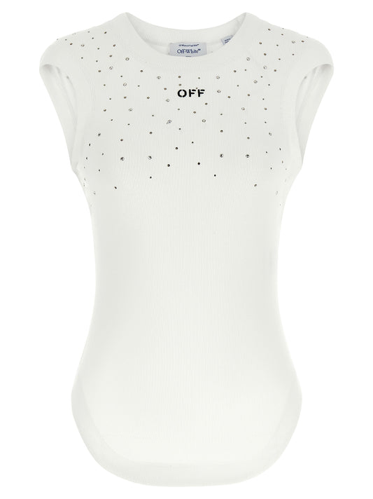 Off-White White Viscose Sleeveles T-Shirt
