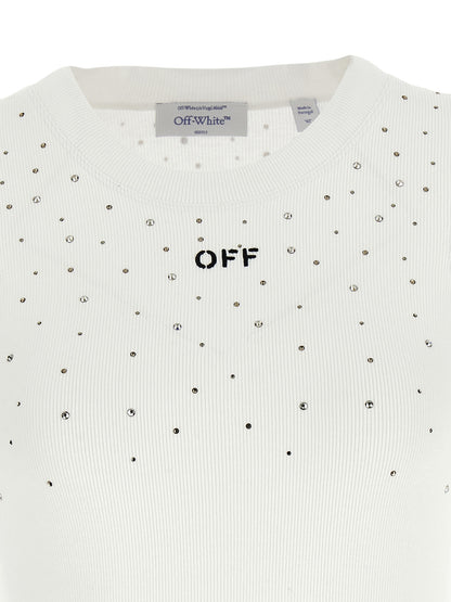 Off-White White Viscose Sleeveles T-Shirt