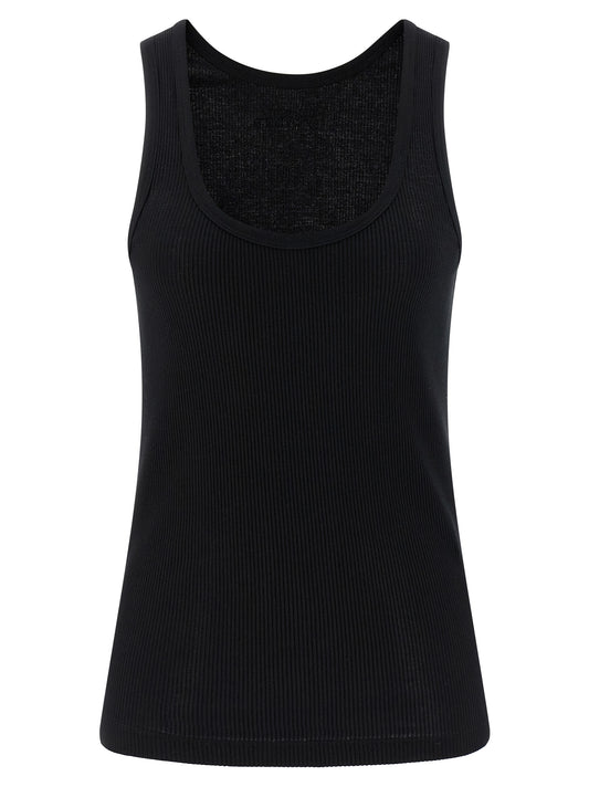 Tank Top by Isabel Marant for women in cotton black showcases a meticulous silhouette, artfully finished with a meticulous round neckline and sleeveless for a sophisticated, meticulous look.
